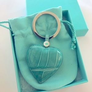 Tiffany & Co Crocodile Skin Heart Keychain NWT